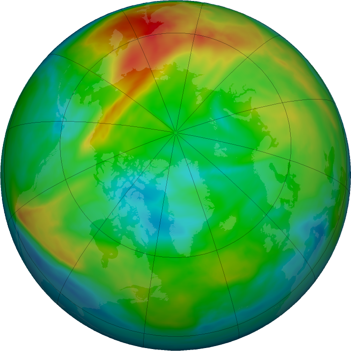 Arctic ozone map for 27 December 2021